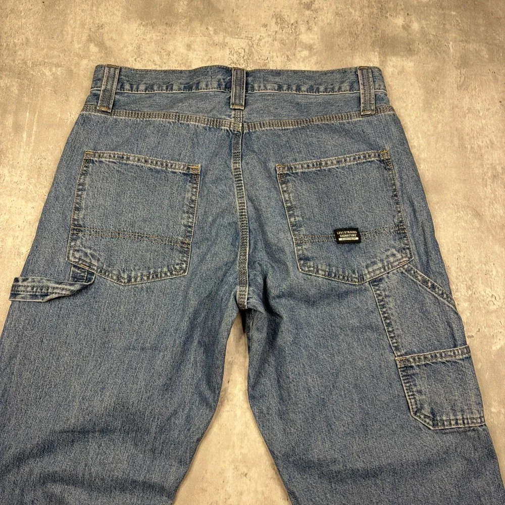 Levi Strauss Signature Workwear Jeans Men 32x30 Blue Denim Carpenter Relaxed USA